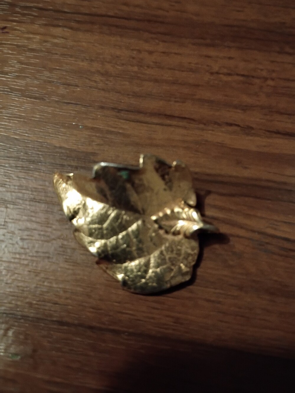 Vintage Gold Tone Dipped.Preserved Leaf Necklace Pendant